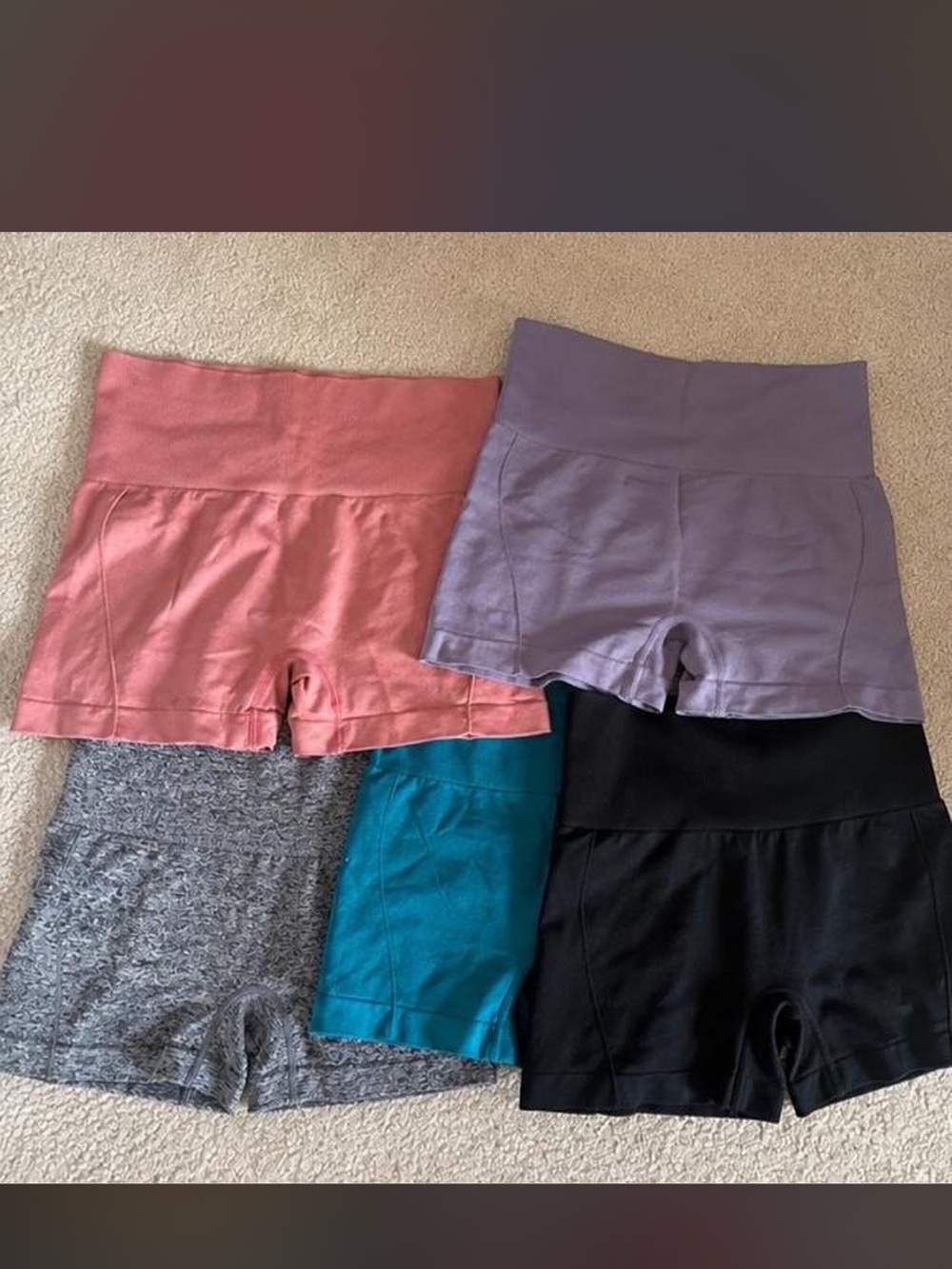 Women’s High-Waist Workout Shorts - Pink, Lavender, Gray, 3 bundle (3)